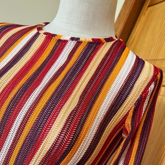 NWT Zara Small Stripe Crochet Knit Stripe Dress Long Sleeve Coverup - Picture 6 of 12